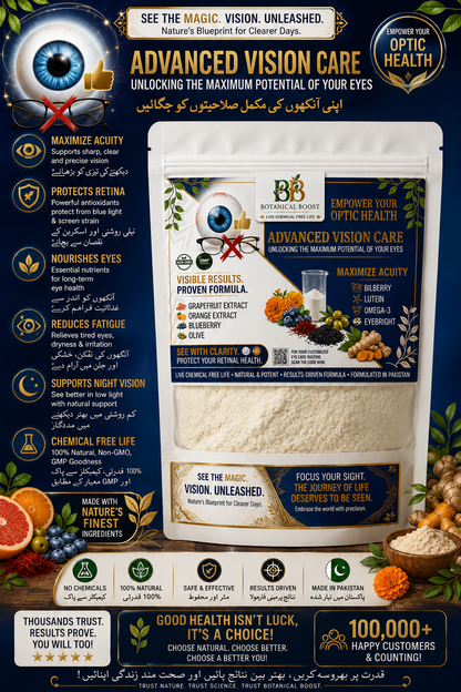 Botanical Boost Advanced Vision Care Powder – Natural Eye Support Formula for Clear Vision, Focus & Screen Protection